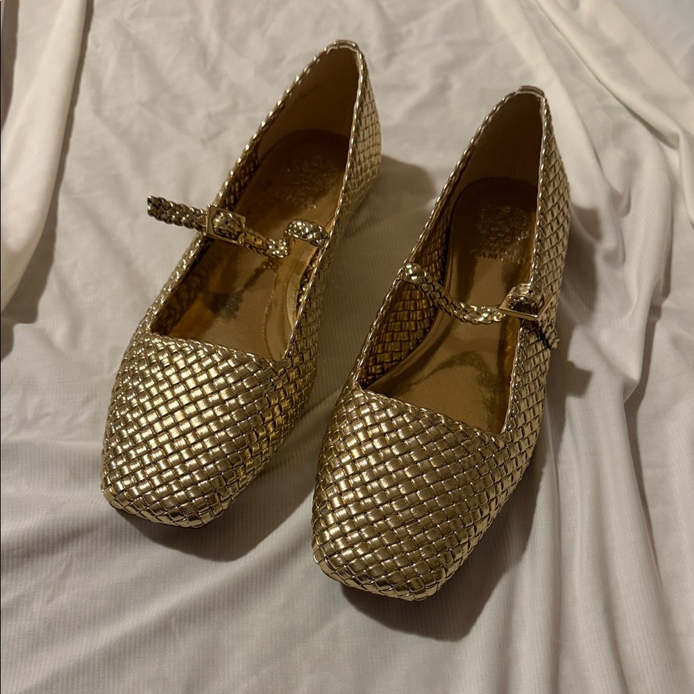 Vince Camuto Gold Woven Flats